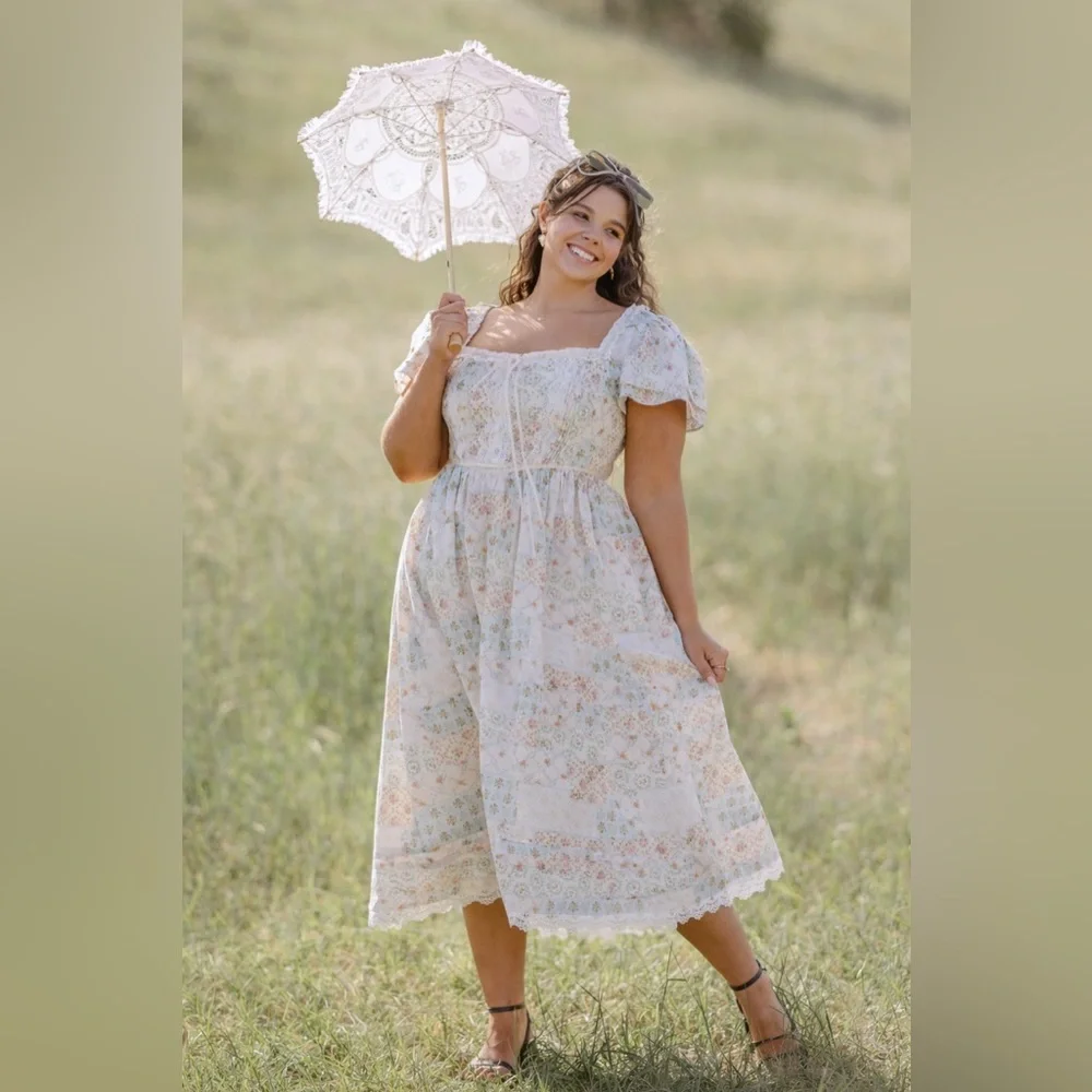 JessaKae Patchwork Floral & Lace Megan Midi Dress, 1X, NWT! - Picture 5 of 15